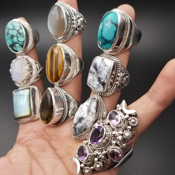 Handmade Sterling Silver Rings Authentic Stones - Picture 3 of 8